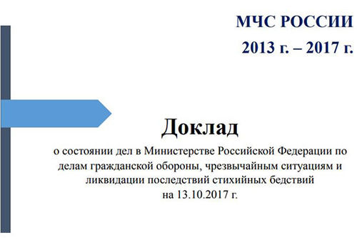 Доклад о состоянии дел в МЧС России на 13.10.2017 года